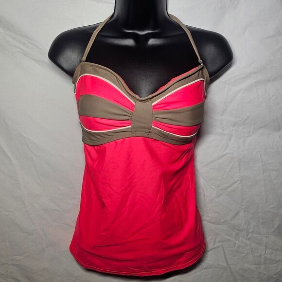 Pink brown patterned tankini top - Picture 1 of 4